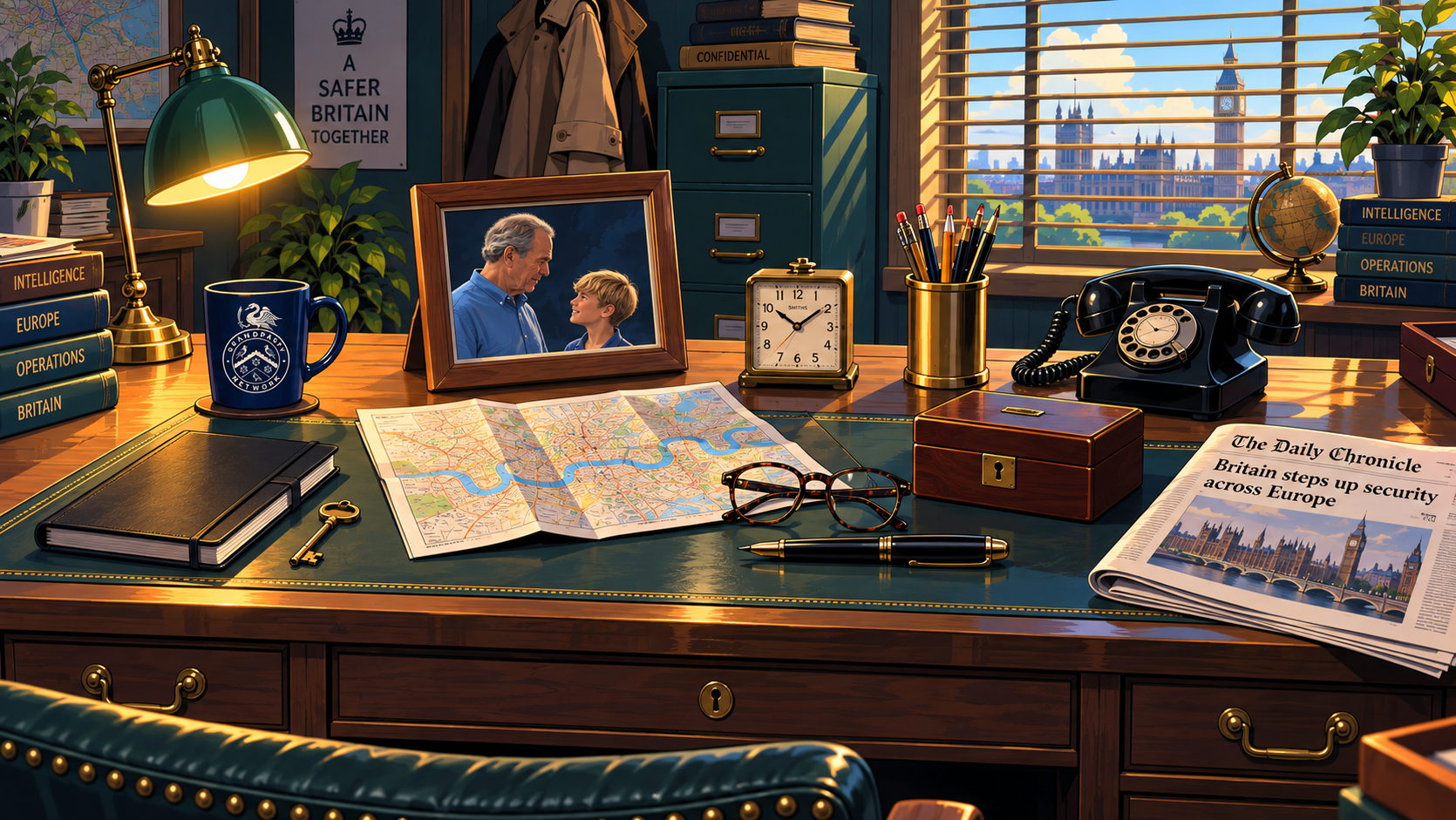 Original illustrated intelligence desk for memory study