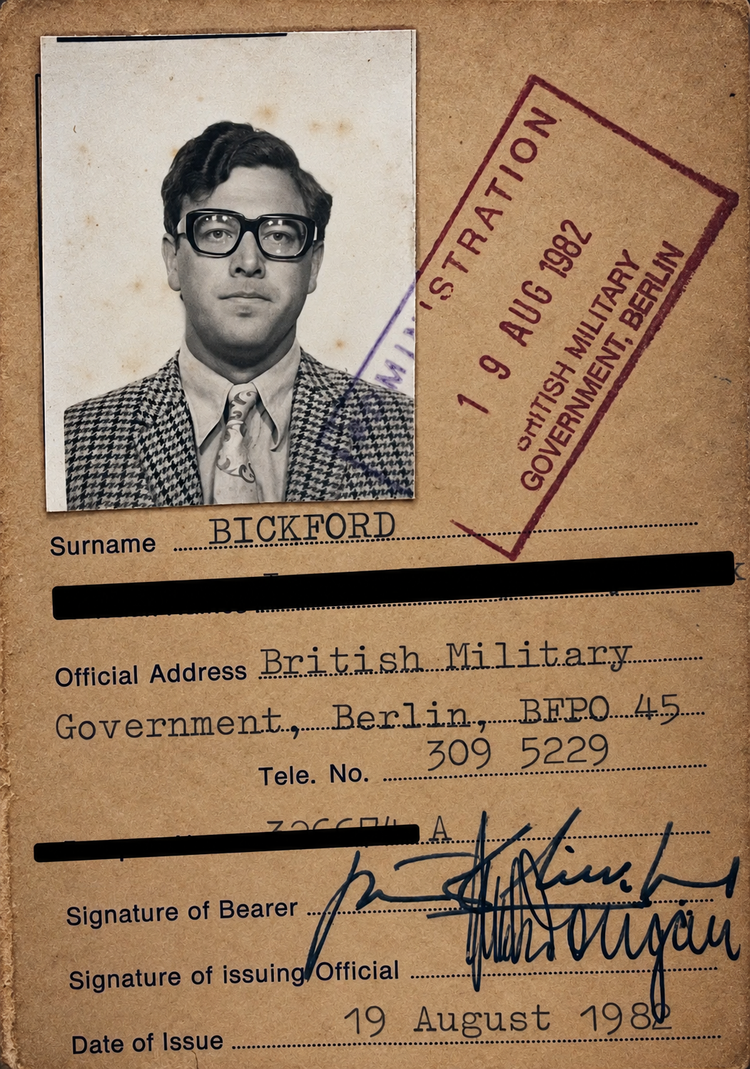 David Bickford Berlin military pass